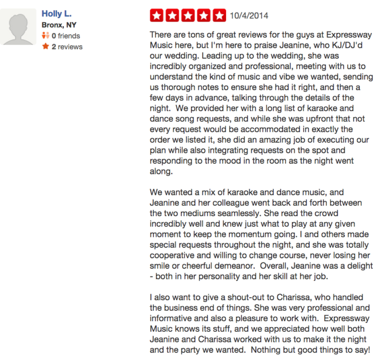 Yelp dj review