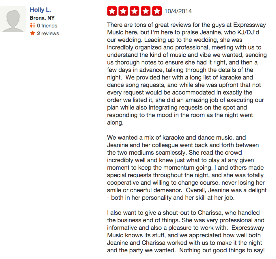 Yelp dj review