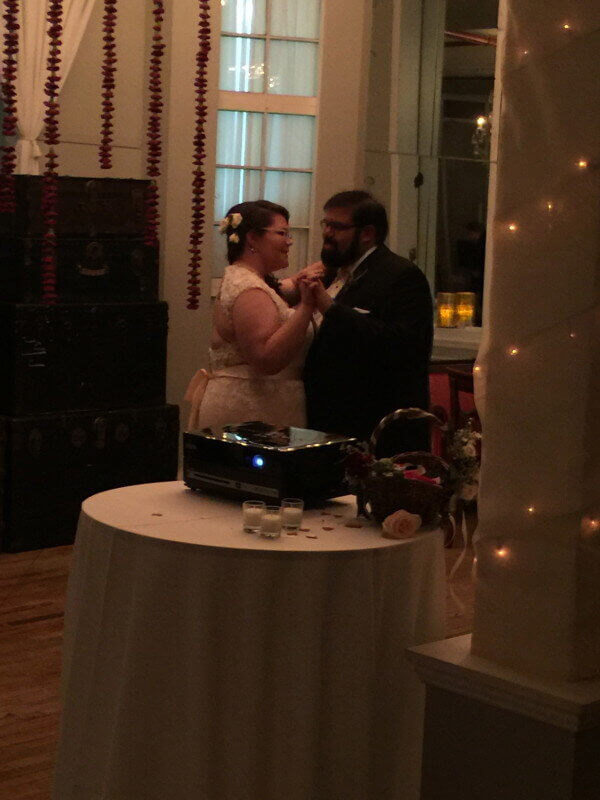 Metropolitan building dj and karaoke wedding Bride and Groom Singing karaoke at metropolitan building wedding