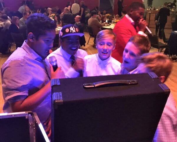 Karaoke DJ at Roulette Brooklyn karaoke mitzvah boys singing