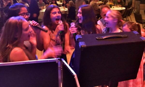 Girls singing at Brooklyn event venue Roulette karaoke mitzvah girls singing