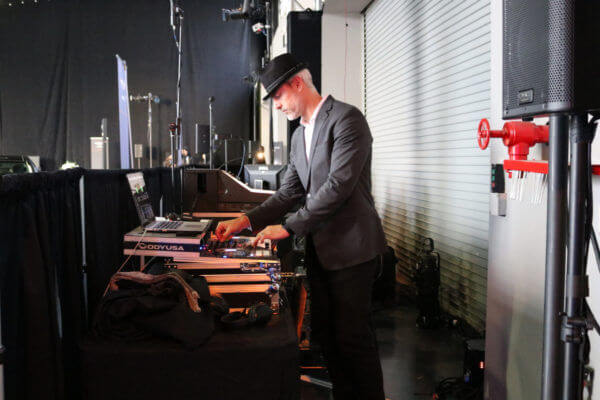 Side view of Expressway Music DJ Greg set up at Automobile event