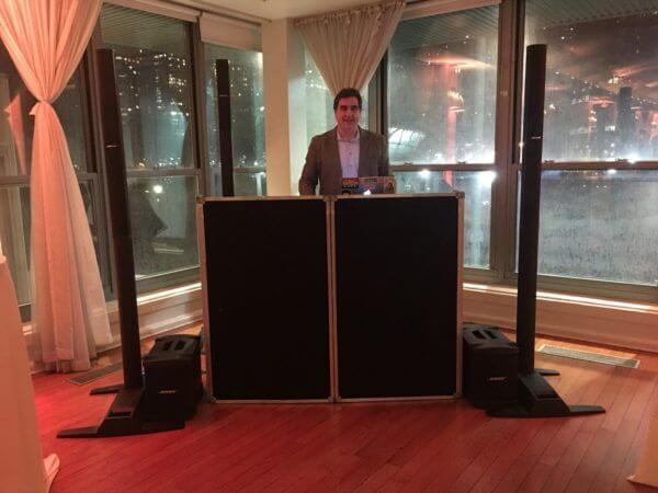 Wedding at Battery Gardens DJ Dave Swirsky full dj set up at wedding