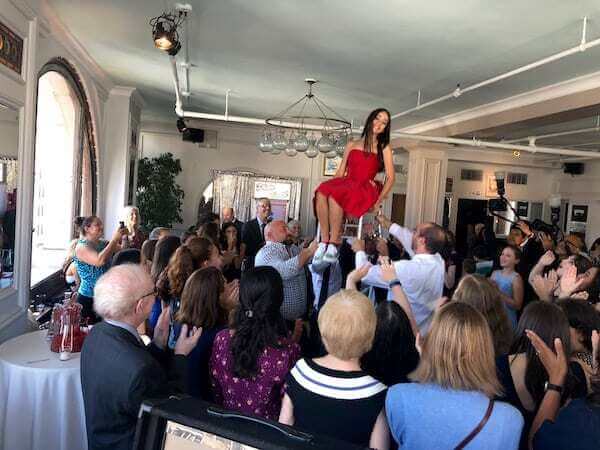 new york city loft bat Mitzvah bat mitzvah girl lifted during Hora