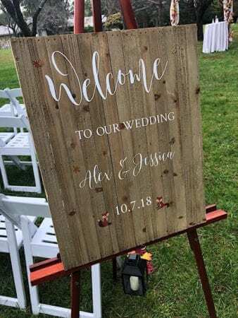 Perona Farms Wedding with DJ Dave Bride and Groom welcome sign at Perona Farms NJ Wedding