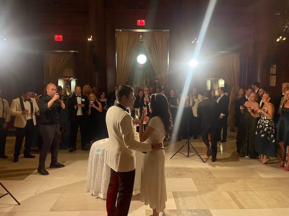 bride and groom toast