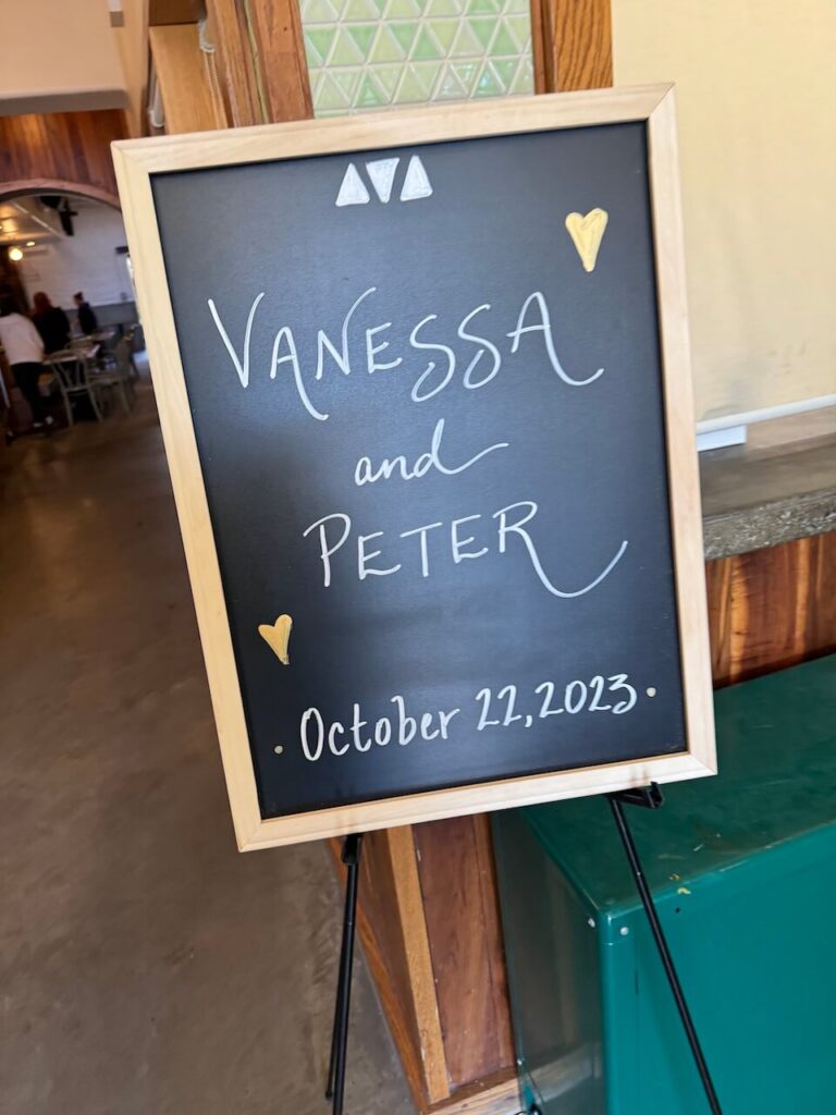 brooklyn wedding sign at threes brewing